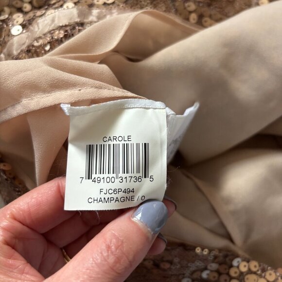 BCBGMAXAZRIA Carole Gold Sequin Strapless Mini Dress Size 0 Party Showgirl - Picture 5 of 13